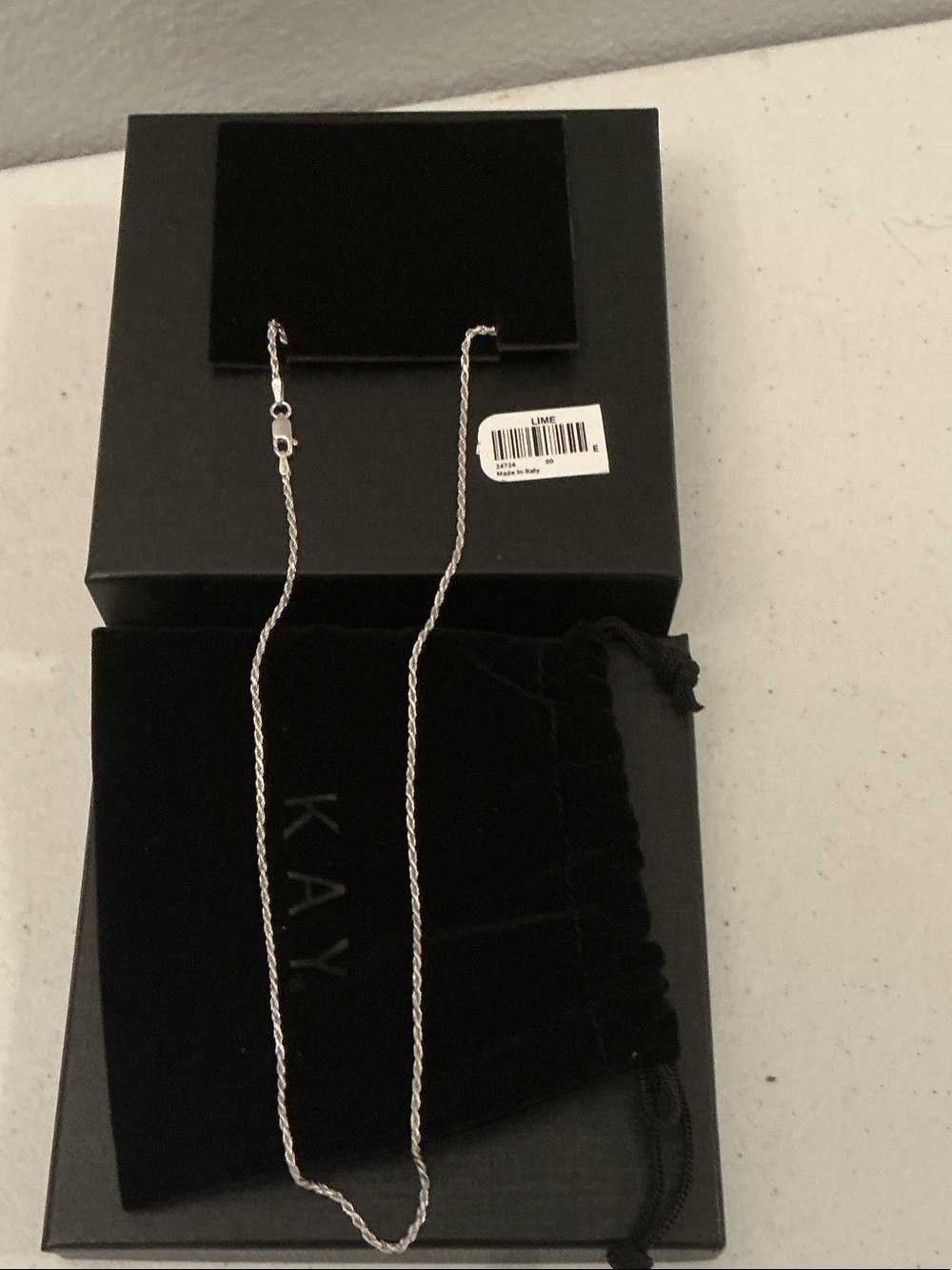Kay Jewelers 925 Silver 18 inch Rope necklace.